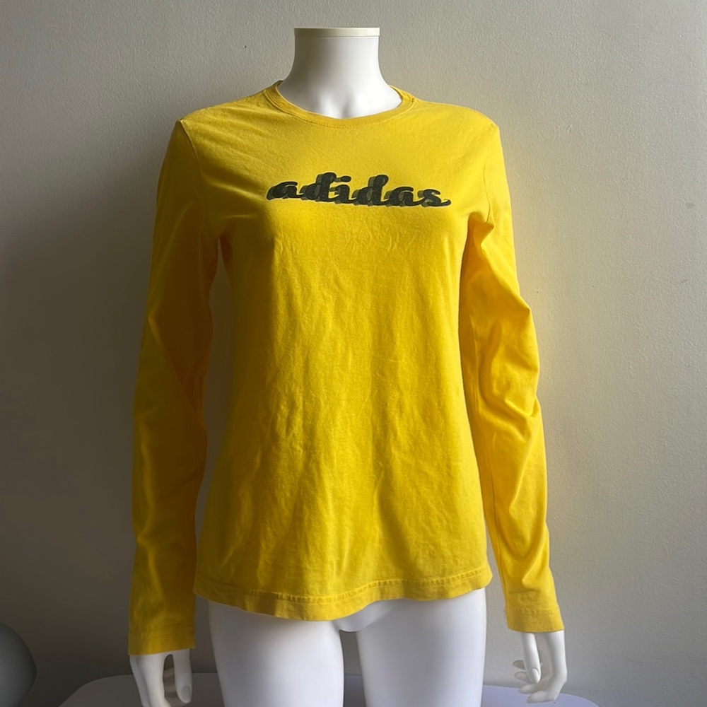 Yellow Adidas Long Sleeve T Shirt Small .